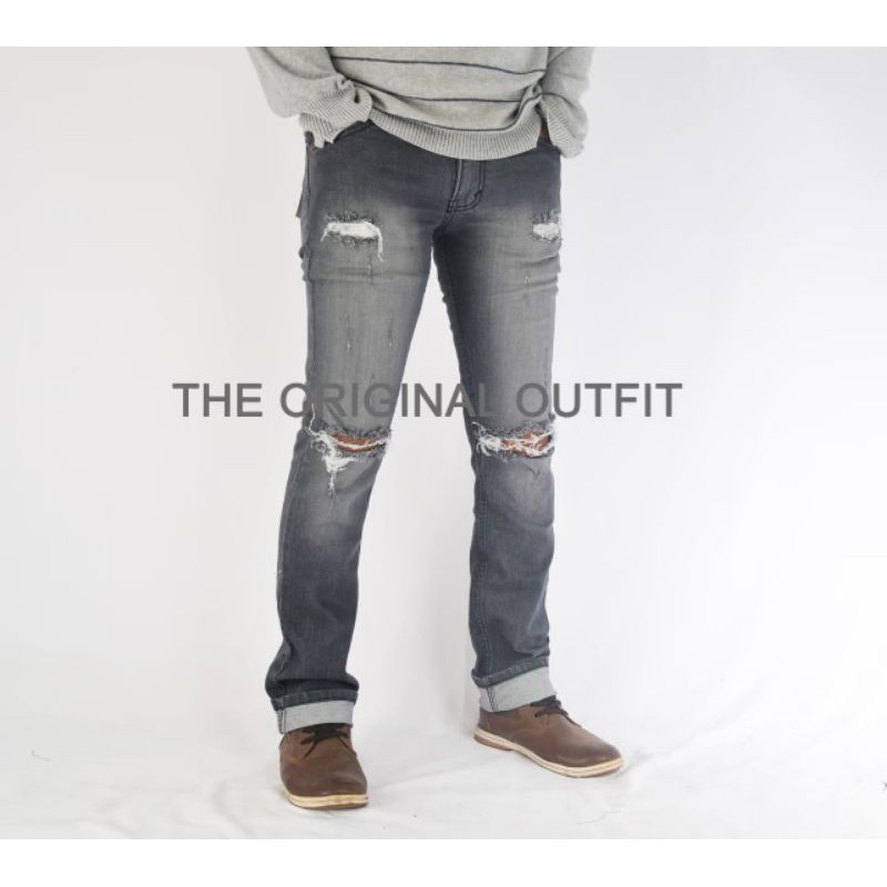 Celana Panjang Jeans Pria Sobek Lutut Ripped Original The Outfit Murah