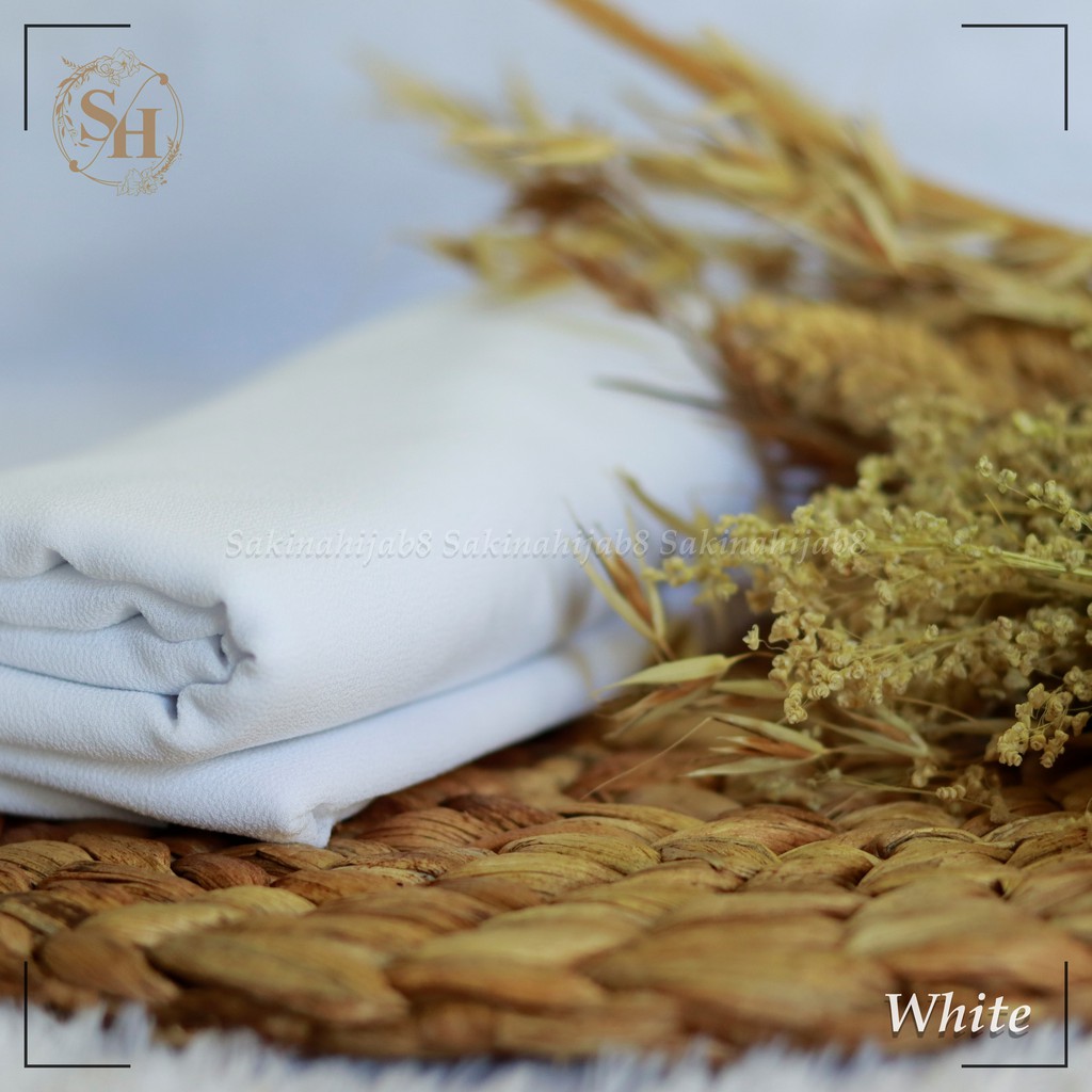 PROMO Pashmina Ceruty Babydoll 200x75 cm jahit tepi CHAPTER1-White