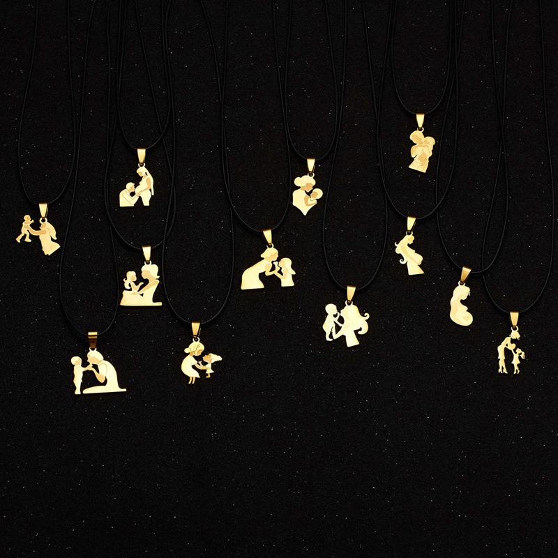 Kalung Rantai Dengan Liontin Bentuk Hati Motif Tulisan Mom / Daughter Untuk Hadiah Natal