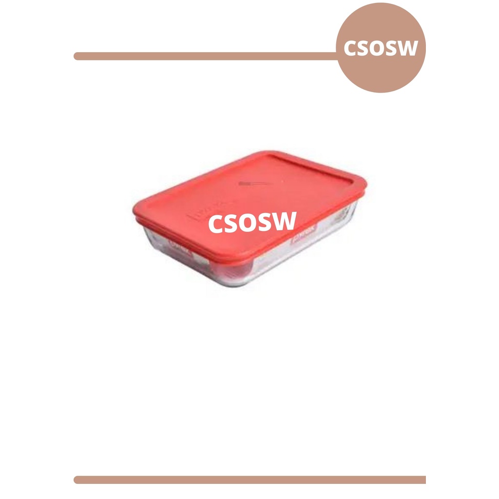 Pyrex Simply Store Tempat Penyimpanan Makanan Persegi Kaca/Merah 709Ml