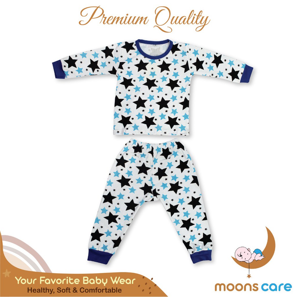 moons care SNI Kids 2-9 tahun Stelan Piyama Motif Baju Tidur Anak Piyama Pajamas 1 2 3 4 5 6 7 8 9 10 tahun Moons Piyama Panjang Bayi Baju Tidur Anak Baju