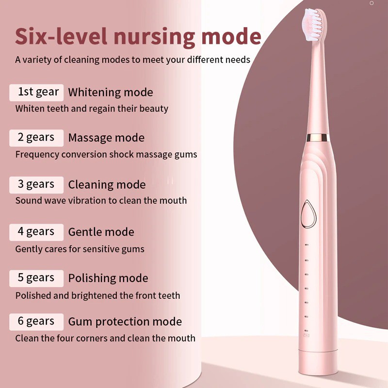 Bisa COD Sikat Gigi Elektrik Multifungsi USB Rechargeable with 5 Replaceable Head - Yunchi YC008