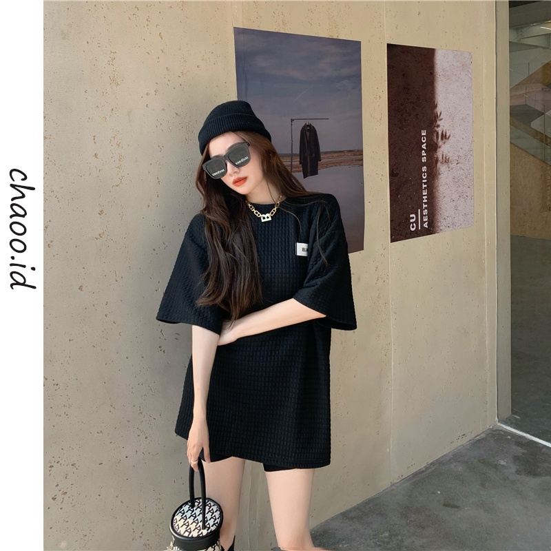 【Diskon Spesial】Blus longgar gaya Korea baru lengan pendek wanita outer atasan warna putih korean style