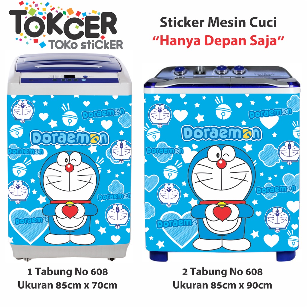 Stiker Mesin Cuci 1 atau 2 Tabung DEPAN SAJA Motif DORAEMON