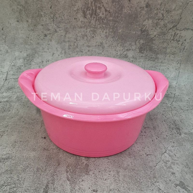 Basi Tutup Bulat Besar Pink (BTBT 168) / Wadah Makan Plastik / Hantaran Saji Catering Souvenir - Gol