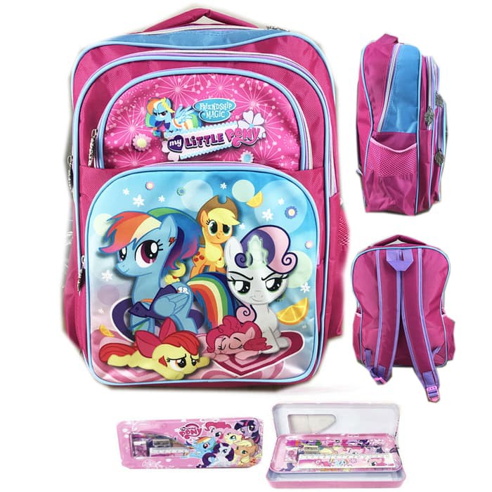 TAS ANAK KARAKTER TERLARIS RANSEL SEKOLAH ANAK SD MY LITTLE PONY BLUE PINK PRADA S