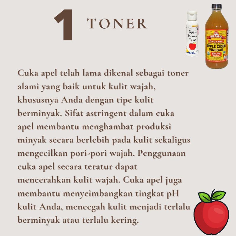 BRAGG APPLE CIDER VINEGAR  100ml 1:2 TONER ATASI JERAWAT