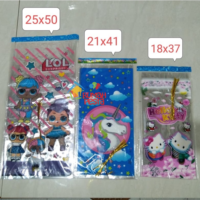 Plastik snack ulang tahun besar (25x50cm) / plastik snack karakter besar