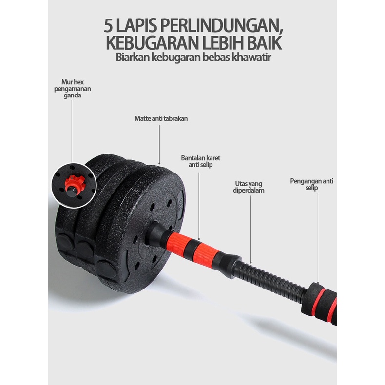 Set 30KG Barbel Set  Dumbell alat Olahraga Rumahan Fitness Gym Alat  Fitness Rumah Angkat Beban