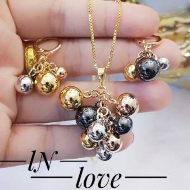 Xuping set perhiasan bola lapis emas 24k 2601
