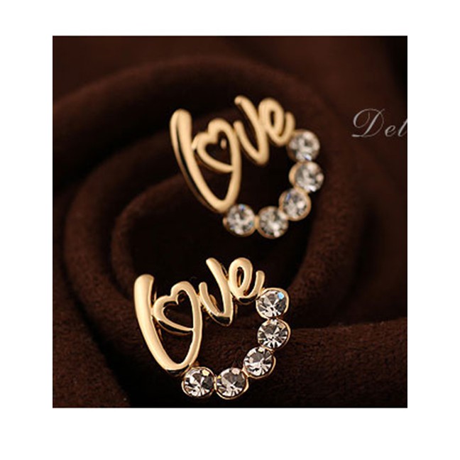 LRC Anting Tusuk Fashion Gold Diamond-studded Earrings A57344