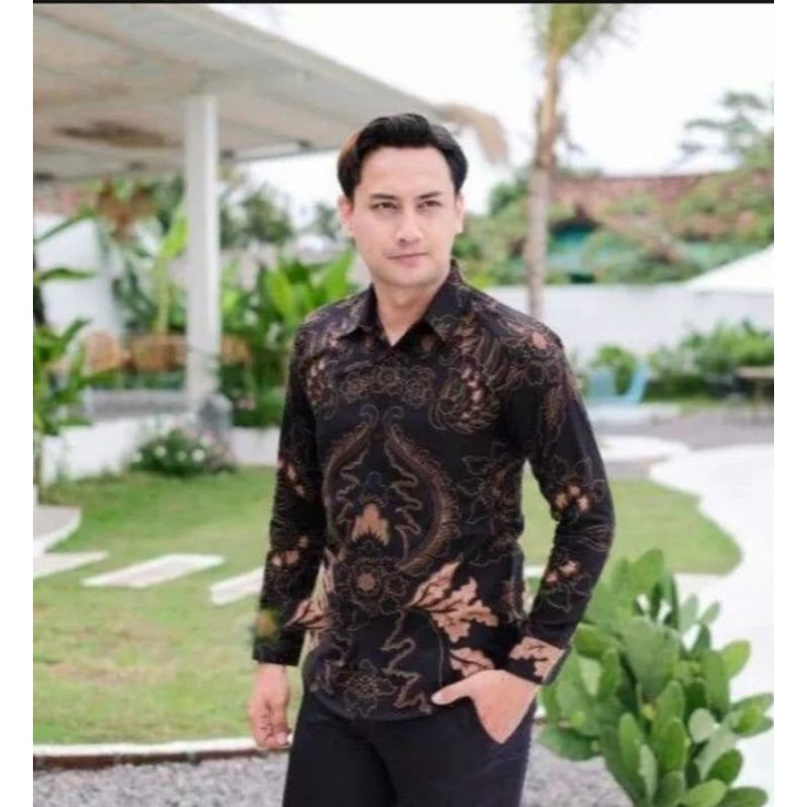 Mahkota Sogan Kemeja Batik Pria Lengan Panjang Baju Batik Atasan Pria Dewasa Lengan Panjang BATIK SLIMFIT PRIA LENGAN PANJANG Batik Mewah Pria Lengan Panjang Lapis Furing