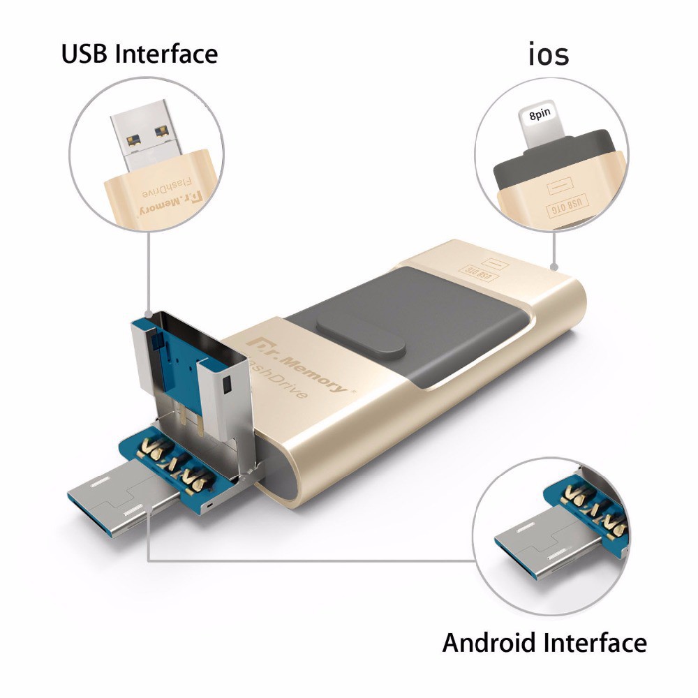 [Ready Stock]3 in 1 Memory Stick Flash Drive USB i-Flash OTG Metal untuk Android / iPhone / iPad / PC