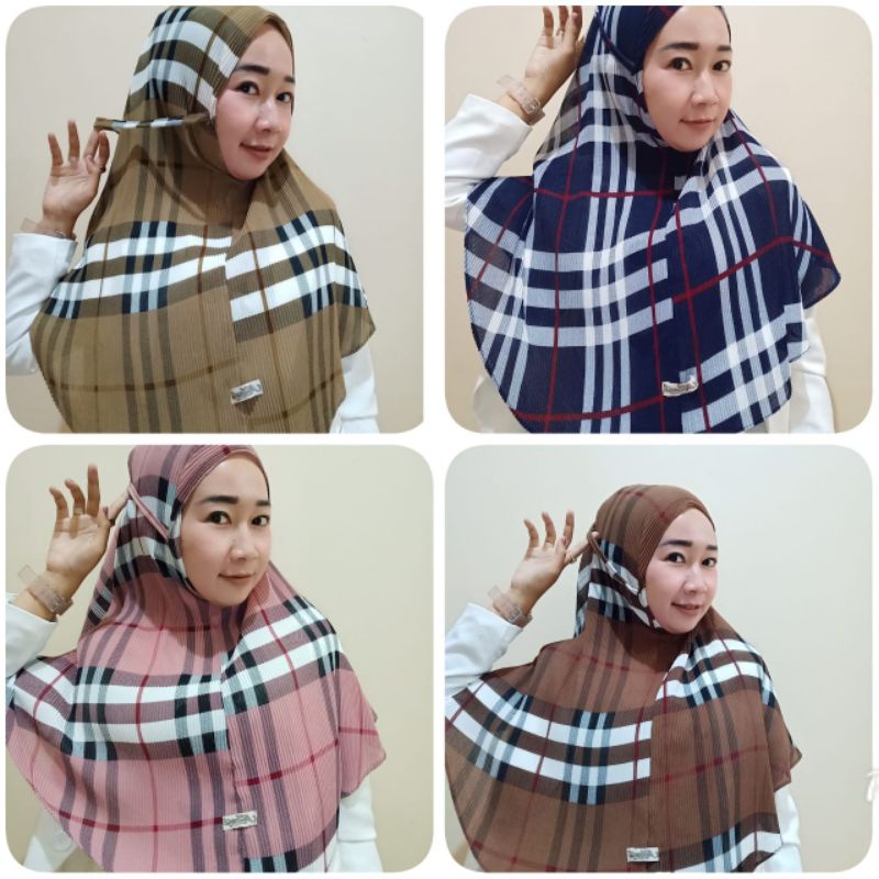 Bergo plisket tali motif bruberry
