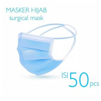 (COD) MASKER NON HIJAB 3PLY MASKER EARLOOP KEMASAN PLASTIK ANTI BAKTERI 1 ISI 50PCS MALLSHOPPING