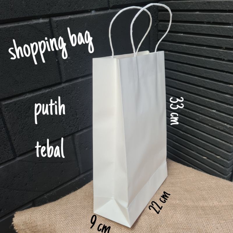 

PAPER BAG SHOPPING BAG PUTIH TAS BELANJA KERTAS TEBAL beli kelipatan 12