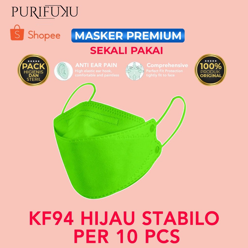 PURIFUKU Masker KF94 Evo Korea 4 ply 10pcs 4ply isi 10 N95 KN95 Hitam Putih Warna Warni Murah
