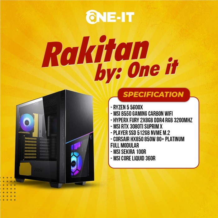 PC Rakitan Ryzen 5 5600x | rtx 3080 ti | RAM 16 GB | SSD 512 GB