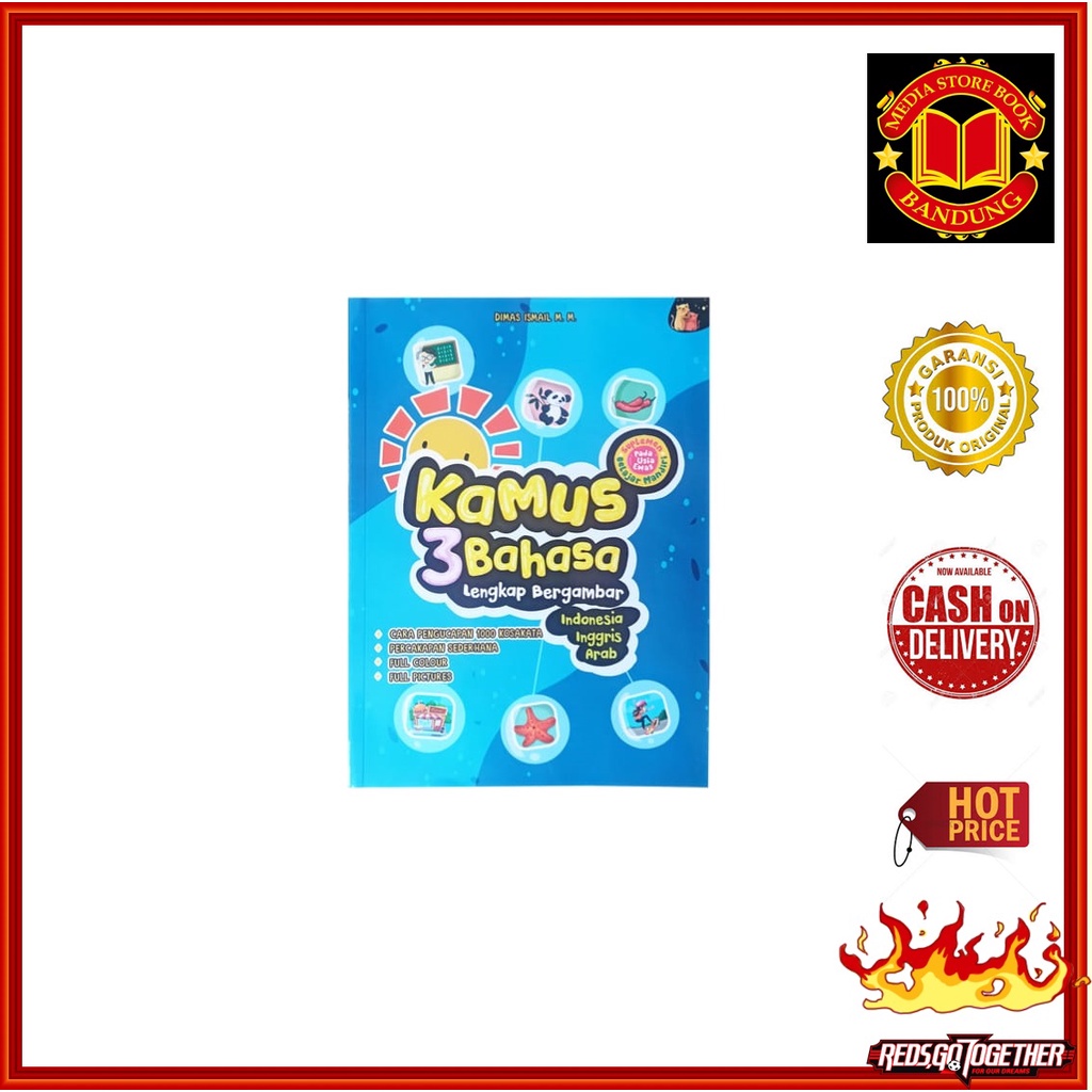 BUKU ANAK KAMUS 3 BAHASA LENGKAP BERGAMBAR INDONESIA INGGRIS ARAB