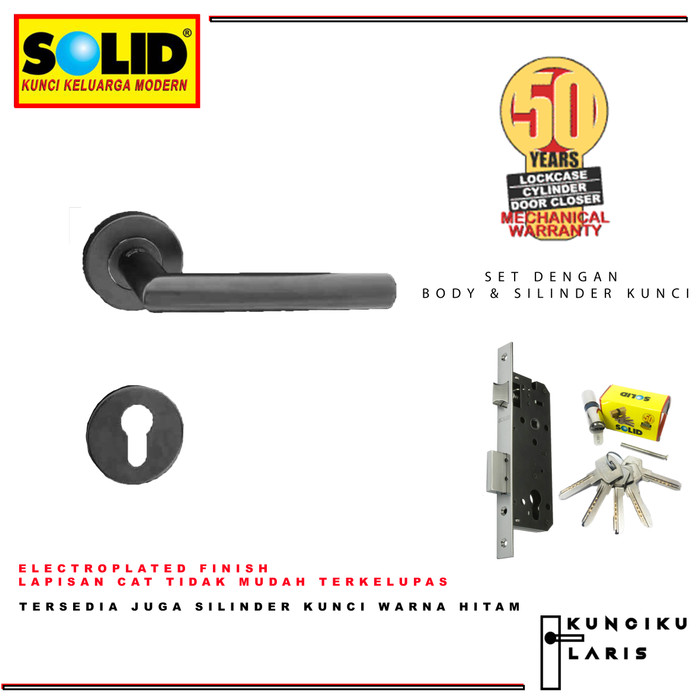 Lever Handle SOLID HRE 61.41 Black / Gagang Handle Kunci Pintu - Handle Swing