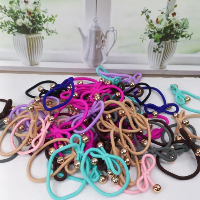 Ikat Rambut Isi 12Pcs Kunciran Pita Tali Sepatu Karet Gelang Grosir
