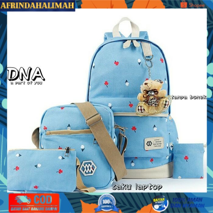 

{TERBARU} Terlaris Tas Sekolah Anak Perempuan Set 4in1 Tulip - Biru Muda