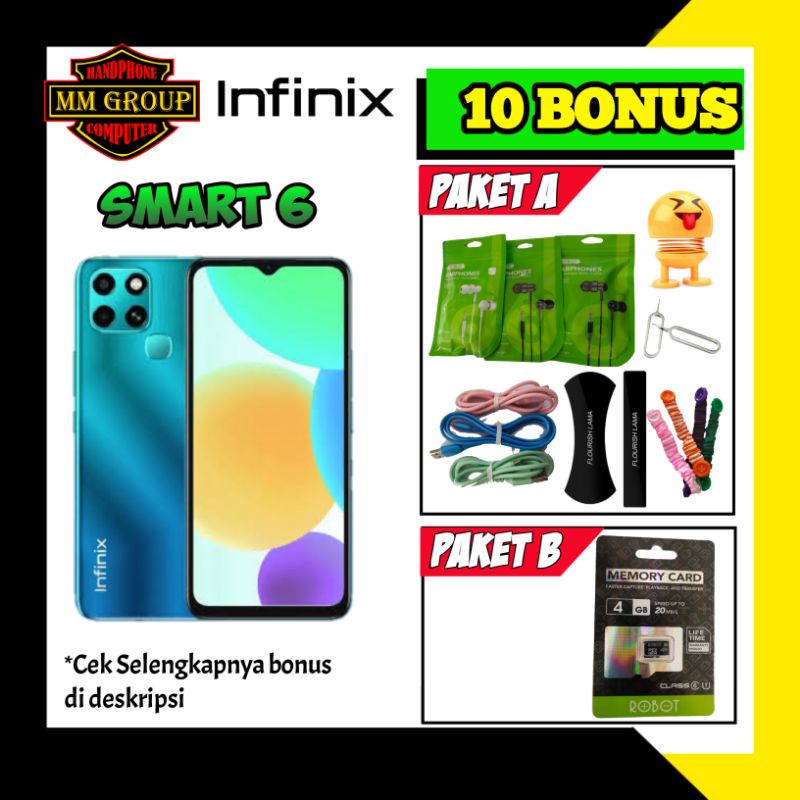  terbaru  infinix smart 6 nfc ram 2gb 32gb 3gb 64gb garansi resmi infinix indonesia