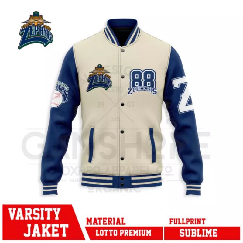 Varsity Jaket Softball Jepang Biru Navy / Zephyrs Japan Baseball Vintage Jacket Retro