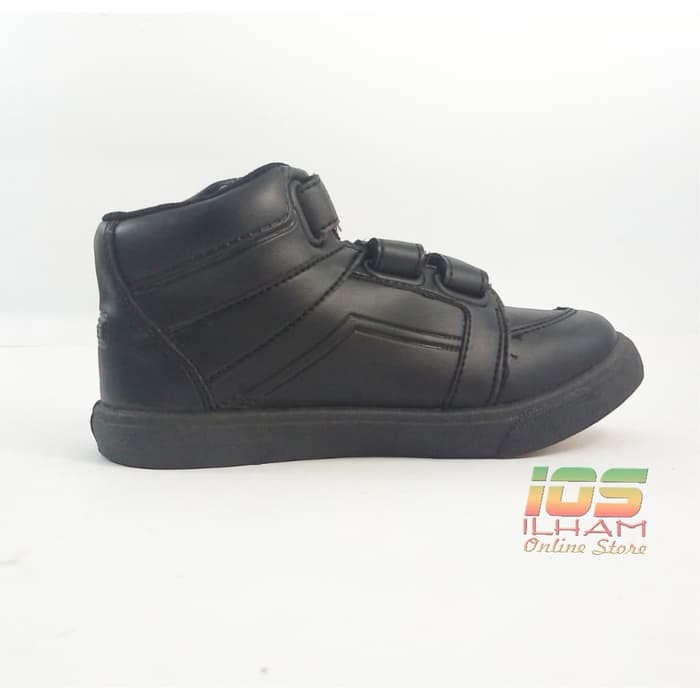 Sepatu Boot Anak TK SD ANDO Clover Velcro Resleting Size 29-32 Hitam