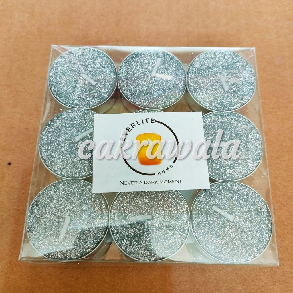 Lilin Tealight Glitter Lilin Dekorasi  Lilin Tablet isi 9 Pcs