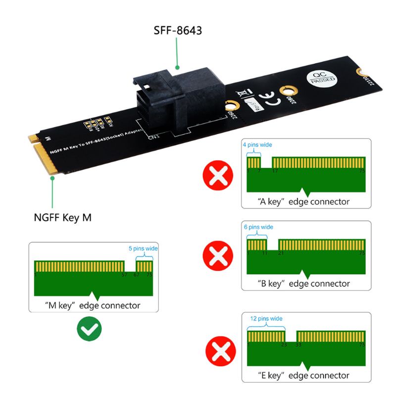 Kartu Adapter btsg SFF 8643ke Untuk M.2, Mini Untuk 36Pin Ke Untuk M.2 Untuk Kunci Untuk M