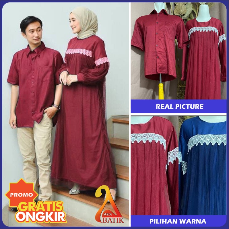 BAJU GAMIS COUPLE ARUMI KELUARGA PASANGAN MUSLIM NIBRAS AURORA PURPLE GAMIS PROMO TERBARU 2021