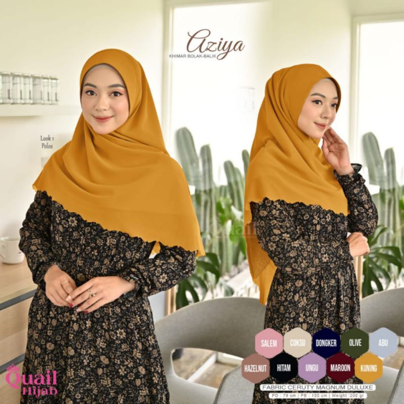 AZIYA ORIGINAL QUAIL HIJAB | JILBAB BOLAKBALIK | JILBAB PLISKET QUAIL | JILBAB POLOS QUAIL