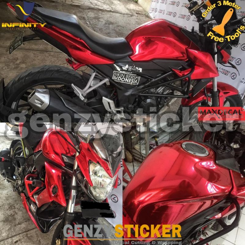 Stiker skotlet merah chrome mirror sticker merah metalik krom super glossy red chrome