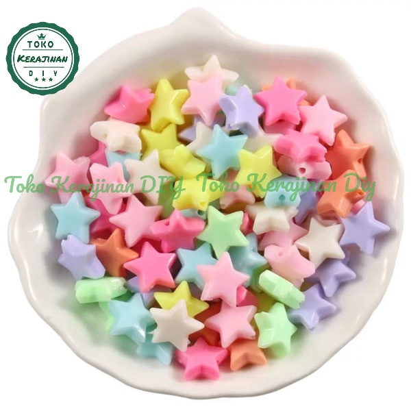 [ 60 pcs ] Manik Manik Mote Bintang Pipih Mute Bintang Pastel Bahan Craft &amp; DIY