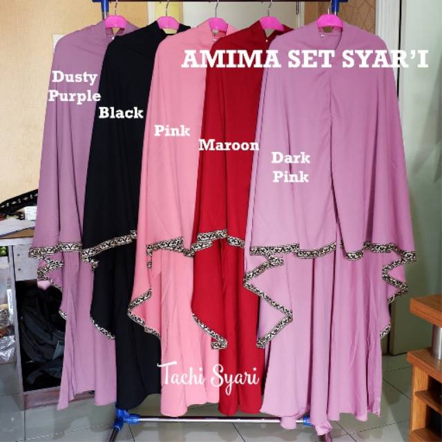 Amima gamis syari set wolfis balloteli renda cadar tali dress