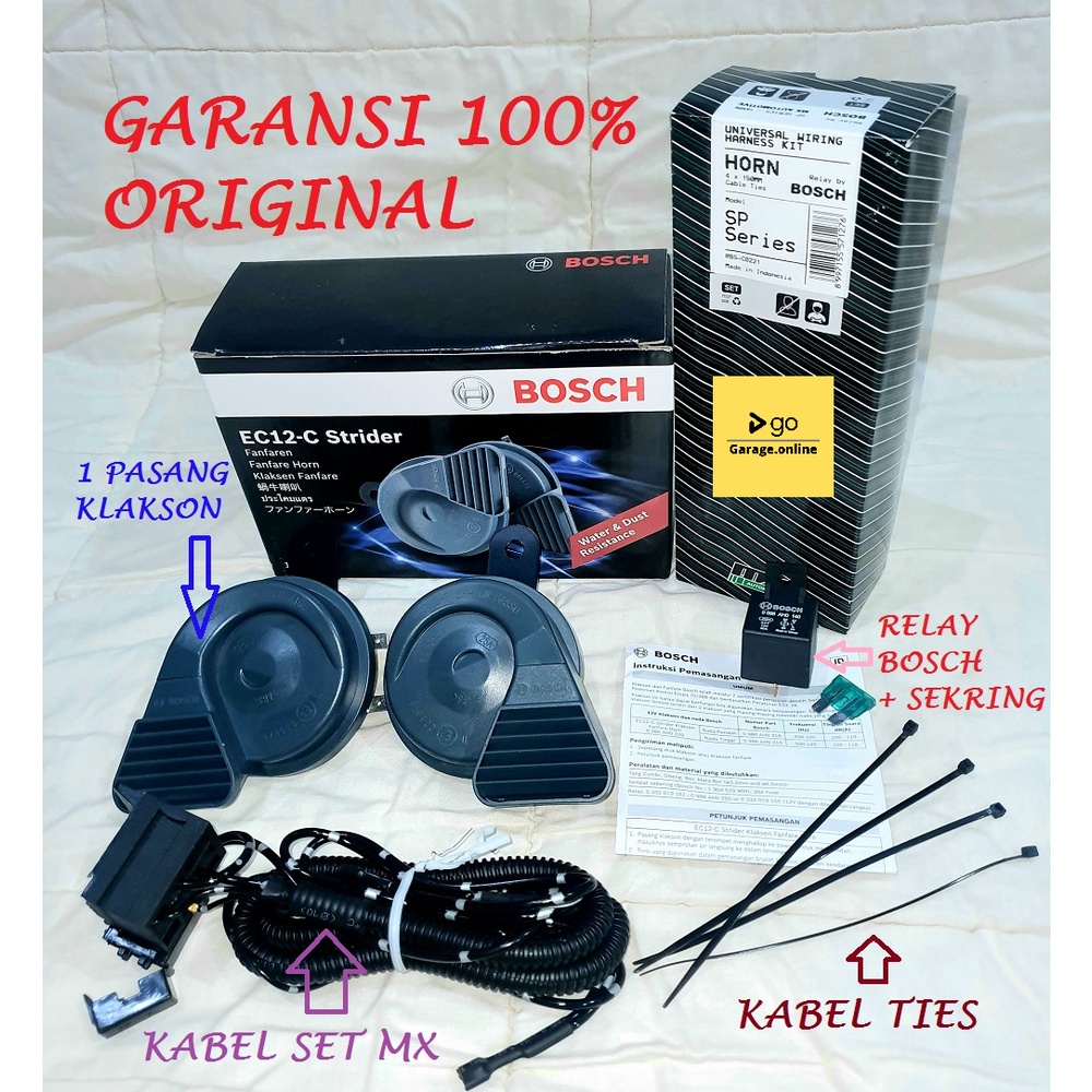 PAKET KOMPLIT Klakson Keong Bosch Strider EC12-C waterproof anti air + KABEL RELAY SET BOSCH ORIGINAL