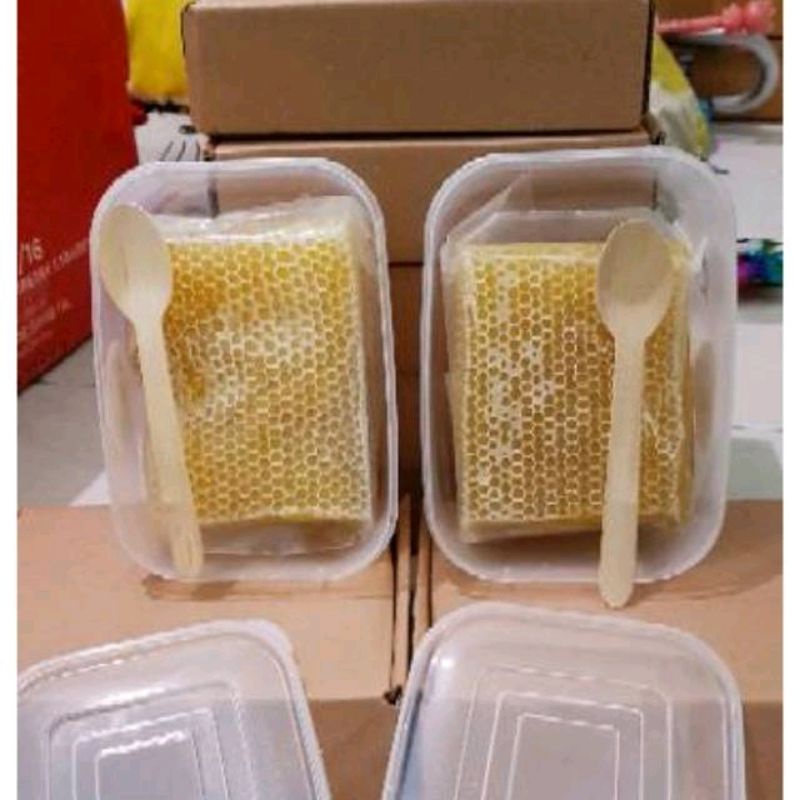 PROMO 250 Gram Sarang Madu Asli Murni Melifera Free Dus dan Sendok Kayu