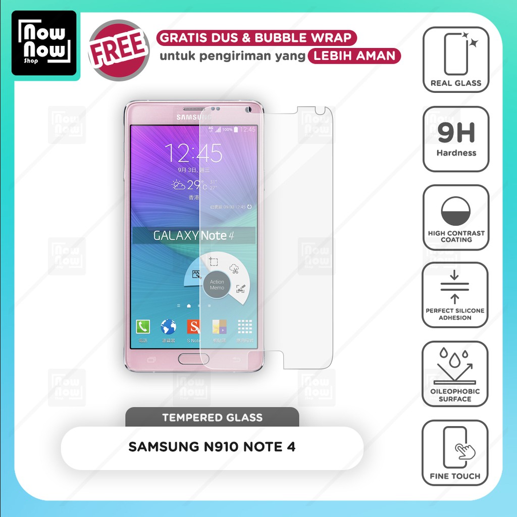 Tempered Glass Anti Gores Samsung Note 4 N910 Screen Guard Protector 9H Kaca Temperglass