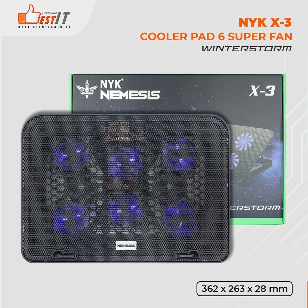 NYK Nemesis Coolingpad Gaming Ergostand Winterstorm X-3 Kipas Pendingin Laptop