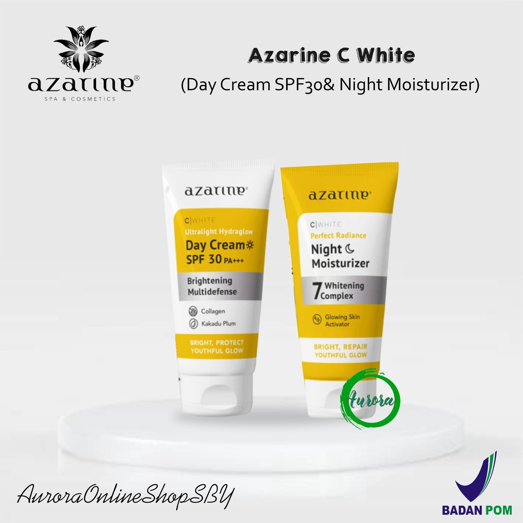 Azarine C White PAKET Siang & Malam - 2pcs (C White Day Cream & C White Night Moisturizer)