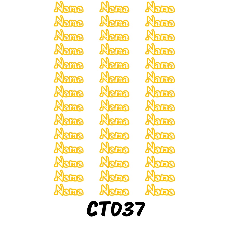 

Sticker Nama Cutting Label Waterproof Tahan Air Text 37 (CT037)