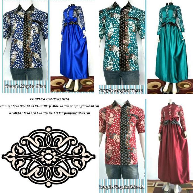 PRODUK READY... COUPLE BATIK - SARIMBIT GAMIS NAGITA / BATIK IFA - BIRU MURAH