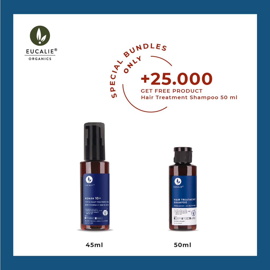 Eucalie Organic Hair Growth Oil & Scalp Treatment - Power 10+ (Rontok, Rusak, Ketombe, Sensitif)-ADD ON 25.000