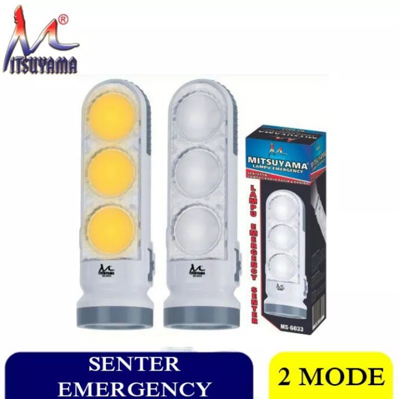 0MITSUYAMA-Lampu Senter LED Super Terang Mitsuyama MS 6033-Senter Emergency 2 Mode