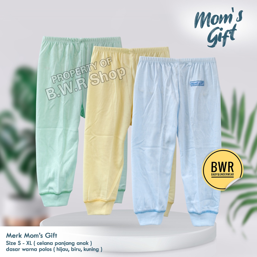 [ 3pc ] Celana PANJANG Moms Gift WARNA POLOS / Celana Bayi Mom's Gift / Celana Anak Unisex SML | Bwr