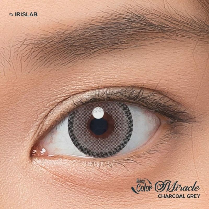 Softlens LIVING COLOR MIRACLE 14.2 MM CHARCOAL GREY MINUS -0.50 S.D -6.00 by IRISLAB