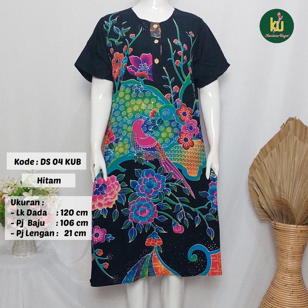 COD DS04 KUB | Daster Batik Kencana Ungu Asli Label Biru Uk. Jumbo LD 120 cm | Baju Santai Tidur Wanita Dewasa Kancing Depan Busui Friendly Motif Terbaru-2
