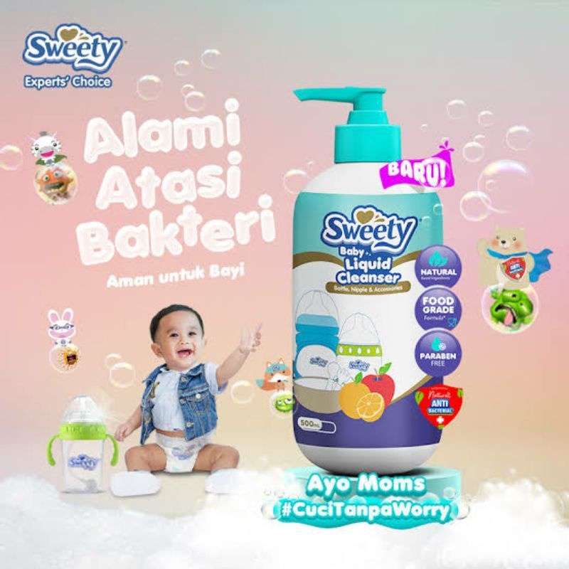 SWEETY BABY LIQUID CLEANSER BOTTLE, NIPPLE &amp; ACC 200ml dan 500ml dan Kemasan Reffil 450ml