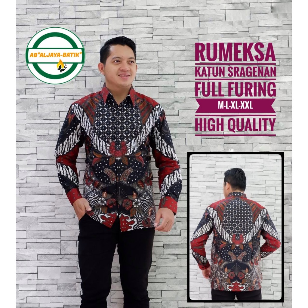 RUMEKSA Kemeja Batik Pria Lengan Panjang | Hem Batik Pria FULL FURING Batik Aljaya